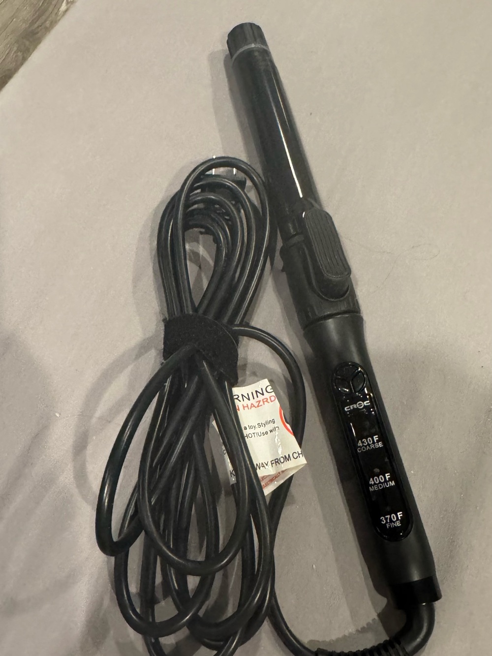 Black CROUZ Curling Wand with Temperature Settings